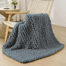 Bigacogo Chunky Knit Throw Blanket for Couch, 40x40 inches, 100% Hand Knitted with Thick Jumbo Chenille Yarn, Cozy Soft Large Rope Knot Cable Crochet Blankets for Sofa Bed Living Room, Iron Gray by CozyNest Decor