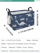 FANKANG Storage Bins, Nursery Hamper Canvas Laundry Basket Foldable with Waterproof PE Coating Large Storage Baskets for Kids Boys and Girls, Office, Bedroom, Clothes,Toys(Rec-Blue dinosaur by TinyTreasures Baby Boutique