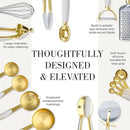 Styled Settings White and Gold Kitchen Utensils Set – 16-Piece Silicone Cooking Utensils with Measuring Cups and Spoons by CozyNest Decor