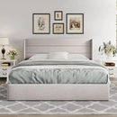 Allewie King Size Lift Up Storage Bed, Modern Wingback Headboard, Hydraulic Support, No Box Spring Needed, Light Beige by CozyNest Decor