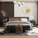 Modern Metal Side Tables, End Tables with Glass Door, 2-Tier Nightstands with Storage Shelves, Accent Table, Slim Sofa Table for Living Room, Bedroom (1, Bule) by CozyNest Decor