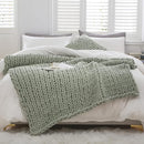 WESHIONGOO Chunky Knit Blanket Throw 50"×60" Knitted Throw Blankets for Couch Bed Fluffy Soft Blanket with Jumbo Chenille Yarn Thick 100% Handmade (Sage Green) by CozyNest Decor