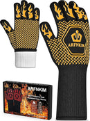BBQ Oven Gloves, 1472℉ 3-Layers Heat Resistant Oven Mitts Silicone Non-Slip Cooking Gloves for Barbecue, Grilling, Baking, Welding, Smoker (A Pair) (Yellow) by GreenHaven Gardens