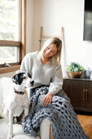 Nuzzie Chunky Knit Weighted Blanket - Breathable, Cooling, Hand Made Knit Throw Blanket for Sleep - Machine Washable, Stylish Decor Design (Misty Grey, Queen | 22lbs | 60"x80") by CozyNest Decor