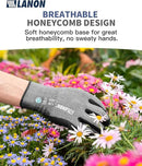 LANON Gardening Gloves for Men Women, 2 Pairs Nitrile Coated Garden Gloves with Grip, Breathable B.COMB AIR Technique, Dusty Olive & Bluebird, Large by GreenHaven Gardens