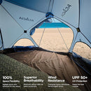 ACACIA Beach Tent Sun Shelter | 4-Person Portable Camping Tent with UPF 50+ Protection | Easy Setup Pop up Sun Shade | 10×10ft Privacy Sunshade for Camping & Backyard by TinyTreasures Baby Boutique