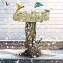 SunJet 24.4 Inch Heigh Wood-Look Concrete Bird Bath with Decorative Faux Bird – birdbath Rustic & Long-Lasting Design, Enhances Garden, Patio, Yard, Lawn Décor by GreenHaven Gardens