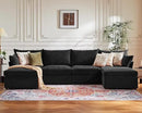134.6" Oversized Modular Sectional Sofa, 6 Seater U Shaped Couch with Storage Ottoman with Reversible Chaise Deep Seat for Living Room, Apartment - Chenille Black by CozyNest Decor