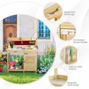 S AFSTAR Outdoor Potting Bench Table, Wooden Garden Work Station with Drawer, Storage Cabinet, Open Shelf, Side Hooks, Metal Tabletop Gardening Workbench, Potting Benches for Outside Backyard Balcony by GreenHaven Gardens