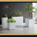 Metallic Heavy Planter for Outdoor Plants, 38Lx10Wx30H Inches Tall and Long Metal Divider Planter Box with for Outside & Indoor, Seamless (White) by GreenHaven Gardens