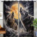 Fantasy Wolf Blackout Curtains for Boys Girl Bedroom Decor,Full Moon Starry Sky Wildlife Retro Thermal Insulated Grommet Drapes Darkening Window Curtain for Living Room Home 84x72 inch by TinyTreasures Baby Boutique