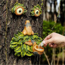 Tree Face Decor Outdoor,Whimsical Outdoor Art with Bird Feeder,Tree Hugger Bark Ghost Face Decoration Funny Yard Art,Garden Creative Decoration (12 INCH) by CozyNest Decor
