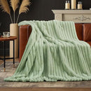 Amélie Home Faux Fur Throw Blanket for Couch, Cozy Fuzzy Fluffy Fur Luxurious Soft Striped Plush Gift Blankets for Family Sofa Chair Bed Living Room Bedroom, 55"x70", Sage Green by CozyNest Decor