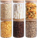 ComSaf 1 Qt Glass Storage Containers with Lids, Glass Jars with Lids, Clear Food Storage Jar, Round Canister Set of 6, Pantry Organizers for Cookie Pasta Flour Rice Tea Coffee Bean by CozyNest Decor