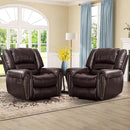 CANMOV Leather Recliner Chair Set of 2, Classic and Traditional Manual Recliner Chair with Comfortable Arms and Back,Manual Single Recliner Sofa for Living Room, Brown by CozyNest Decor