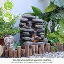 4-Tier Rock Water Fountain Outdoor Waterfall Garden Decor, 23.4" Cascading Waterfall With LED Lights for Patio, Lawn, Backyard, and Home, Faux Stone Design by GreenHaven Gardens