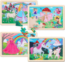 NASHRIO Wooden Educational Jigsaw Puzzles for Preschool Kids Ages 3-5, 4-Pack with 20 Pieces Unicorn Princess Wood Puzzles Set, Toddler Brain Teaser Toys, Preschool Gifts for Boys Girls Ages 3 4 5 6 by TinyTreasures Baby Boutique