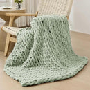 Bigacogo Chunky Knit Throw Blanket for Couch, 40x40 inches, 100% Hand Knitted with Thick Jumbo Chenille Yarn, Cozy Soft Large Rope Knot Cable Crochet Blankets for Sofa Bed Living Room, Sage Green by CozyNest Decor