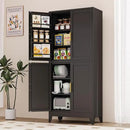 75" H Metal Storage Cabinet, Pantry with 6 Door Shelves and 4 Adjustable Shelves, Leveling Foot for Kitchen, Living Room and Dinning Room, Black by CozyNest Decor