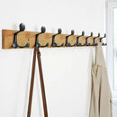 SKOLOO 43-Inch Light Brown Wood Coat Rack Wall Mount with 8 Triple Hooks - Ideal for Family Entrances, Classrooms, and Pet Supplies Storage - Perfect Coat Hooks for Wall by CozyNest Decor