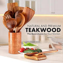 Zulay Kitchen 10-Piece Wooden Spoons for Cooking - Smooth Finish Teak Wooden Utensils for Cooking - Soft Comfort-Grip Wood Spoons for Cooking - Non-Stick Wooden Cooking Utensils - Wooden Spoon Sets by CozyNest Decor