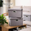 PRANDOM Foldable Storage Boxes with Lids [3-Pack] Linen Fabric Collapsible Storage Bins Organizer Containers Baskets Cube with Cover for Home Bedroom Closet Office Nursery (14.9x9.8x9.8) by CozyNest Decor