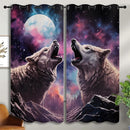 Wolf Blackout Curtains for Boys Girl Bedroom Decor,Fantasy Starry Sky Galaxy Forest Wildlife Thermal Insulated Grommet Drapes Darkening Window Curtain for Living Room Home 55x63 inch by TinyTreasures Baby Boutique