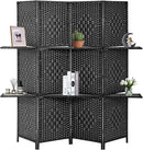 PayLessHere Room Divider Room Screen Divider Wooden Screen Folding Portable Partition Screen Wood with Removable Storage Shelves (Black, 4 Panel) by CozyNest Decor