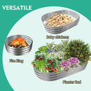 72X36X12 Inches Oval Galvanized Metal Garden Raised Bed/Plant Box for Planting,36 Inches Diameter Metal Fire Pit Ring,Small Animal Fence-3 in 1 Modular Design in Silver (6X3X1 FT, Oval) by GreenHaven Gardens
