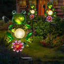 Afirst Solar Lights Outdoor Decorative Metal Frog Crackle Glass Globe Warm White LED Metal Waterproof Garden Stake Lights for Walkway Pathway Lawn Patio Yard Decorations by CozyNest Decor