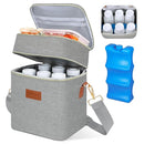 PIIOSER Breastmilk Cooler Bag with Ice Pack Fits 6 Baby Bottles Up to 9 Ounce, Insulated Baby Bottle Tote Bags, Double Layer Waterproof Leak-Proof with Shoulder Strap for Nursing & Working Mom (Grey) by TinyTreasures Baby Boutique