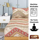 DaDa Bedding Botanical Cranberry Sage Chevron Floral Fitted Bed Sheet w/ Pillow Cases (JHW-924-Fitted)