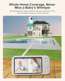 2K Video Baby Monitor with Camera and Audio, 3000ft Long Range Baby Monitor No WiFi 5.5" FHD Screen ANC Baby Camera Wireless, Feeding Clock, Night Vision, 2-Way Talk, AI Cry Detect, 6000mAh by TinyTreasures Baby Boutique