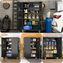 Aobabo Extra Large Cabinet on Wheels, Metal Storage Cabinet with Pegboards, Steel 2 Handles Locking Doors and Adjustable Shelves, for Garage Office, Black, 43.3''W x 21.6''D x 72''H, Assembly Required by GreenHaven Gardens