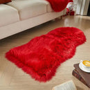 AMTOVO Faux Fur Rug, Red Area Rug, Fluffy Sheepskin Rug, Fuzzy Ultra Soft 2 x 4 ft Shag Rugs for Bedroom Sofa Throw Cushion Room Decor, Sheepskin by CozyNest Decor