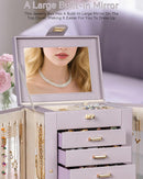 AKOZLIN 360° Rotating Jewelry Box 6-Tier Organizer Functional Jewelry Storage Case for Women Girls Ring Necklace Earring Bracelet Holder with Mirror Purple by TinyTreasures Baby Boutique