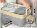 TheWarmHome Decorative Basket Rectangular Fabric Storage Bin Organizer Basket with Handles for Clothes Storage (Gold&Grey, Medium-1Pack,13.8L*9.8W*6.7H) by CozyNest Decor
