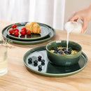 GBHOME Ceramic Dinnerware Sets for 8, 24 Pieces Stoneware Plates and Bowls Sets, Reactive Glaze Dishes -Scratch Resistant, Dishwasher&Microwave Safe, Earth Green by CozyNest Decor