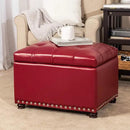 24'' Leather Storage Ottoman Rectangular Foot Rest Stool with Nailhead Trim for Bedroom Living Room(Red) by CozyNest Decor