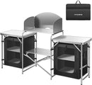 VIVOHOME Folding Camping Kitchen Station Table with Storage Organizer, 2 Side Tables, Stainless Steel Windscreen, Outdoor Portable Cook Station for BBQ, Picnics by GreenHaven Gardens
