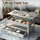 Rolanstar Coffee Table, Lift Top Coffee Table with Drawers and Hidden Compartment, Living Room Table with Wooden Lift Tabletop, for Living Room, Grey by CozyNest Decor