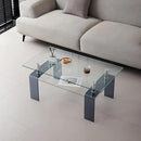 Glass Coffee Table Rectangle Living Room Center Table with Storage, Clear Tempered Glass Tabletop and Smoke Grey Leg,for Living Room and Office (Clear+Smoke) by CozyNest Decor