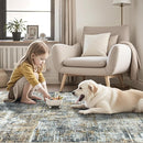 Area Rug 9x12 Washable Rugs: Abstract Large Living Room Rugs with Non-Slip Backing, Stain Resistant Indoor Floor Carpet for Bedroom Dining Room Table Nursery Hallway Home Office Brown/Gray by TinyTreasures Baby Boutique