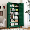 Kitchen Pantry Storage Cabinet with Doors and Adjustable Shelves, Metal ClosetMaid Food Pantry Cabinets, 75" Tall Freestanding Cupboard for Kitchen, Laundry or Utility Room, Green by CozyNest Decor