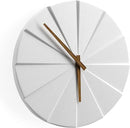 Driini Staircase Modern Wall Clock - Unique 10.5 in. Frameless Concrete Design - Contemporary, Minimalist Decor; No Numbers - Silent Battery Operated Clocks with Decorative Wooden Hands; White by CozyNest Decor