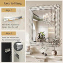Kelly Miller 30"x40" Jeweled Bathroom Wall Mirror, Large Rectangle Mirror Decorative Mirror Luxury Vanity Mirror with Diamonds for Master Bath Half Bath Living Room Bedroom Fireplace Mantle Entryway by CozyNest Decor