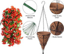 Artificial Hanging Flowers in 12 inch Basket, Fake Fall Plant Silk Orchid Flower Arrangement with Coconut Lining Pot Planter for Patio Garden Porch Deck Summer Autumn Decorationr(Orange) by GreenHaven Gardens