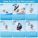 Microscope for Kids Beginner, 40X-2000X Biological Compound Microscope Kit with Adjustable Brightness LED, Slides for School Lab Home Education, Gifts for Children Students Ages 6+ by TinyTreasures Baby Boutique
