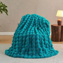 Lotus Karen Faux Fur Throw Blanket Teal - Big Bubble Rabbit Fluff Blanket for Couch Bed Sofa,Softest Fluffy Fuzzy Cozy Blanket,Thick Furry Plush Shaggy Warm Blankets for Women,60x80 Inches by CozyNest Decor