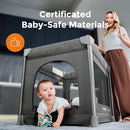 Pamo Babe 1-Second Setup 5-in-1 Playard for Babies - Heavy-Duty Steel Frame for Safe Sleep Space, Portable Crib with Zip Door & Changing Table, Locking Wheels, Breathable Mesh by TinyTreasures Baby Boutique